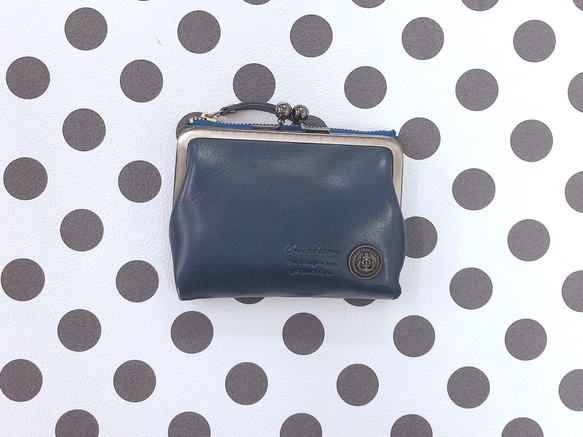 CU161NV 二つ折り　折財布　ユニセックス　レディース　財布　ガマ口　がま口　ガマグチ　スリム　薄型　コンパクト 1枚目の画像