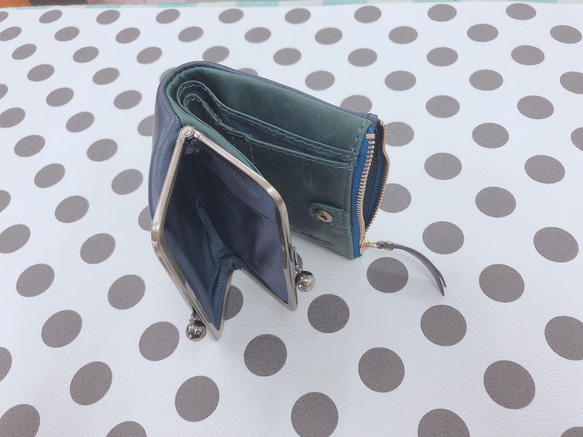 CU161NV 二つ折り　折財布　ユニセックス　レディース　財布　ガマ口　がま口　ガマグチ　スリム　薄型　コンパクト 4枚目の画像