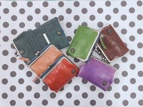 CU161NV 二つ折り　折財布　ユニセックス　レディース　財布　ガマ口　がま口　ガマグチ　スリム　薄型　コンパクト 7枚目の画像