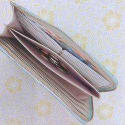 可以用眼睛和手品嚐的Cool Deson修身整潔的長錢包L拉鍊花朵花朵的溫柔《 Aibori》 CU117 第5張的照片