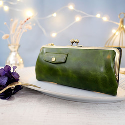 ｷｭｲｰﾙﾃﾞｿﾝ スリムなのに大容量な長財布 誰かに見せたくなるがま口財布 《グリーン》CU013GR 1枚目の画像