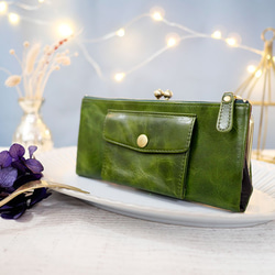 ｷｭｲｰﾙﾃﾞｿﾝ スリムなのに大容量な長財布 誰かに見せたくなるがま口財布 《グリーン》CU013GR 2枚目の画像