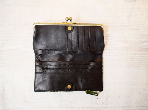 ｷｭｲｰﾙﾃﾞｿﾝ スリムなのに大容量な長財布 誰かに見せたくなるがま口財布 《グリーン》CU013GR 3枚目の画像