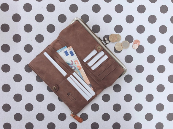 ｷｭｲｰﾙﾃﾞｿﾝ スリムなのに大容量な長財布 誰かに見せたくなるがま口財布 《グリーン》CU013GR 4枚目の画像