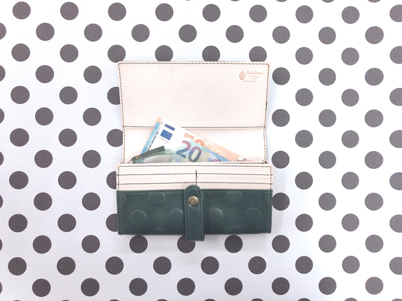 ｷｭｲｰﾙﾃﾞｿﾝ アコーディオンで大容量な 長財布 配色と大きめ水玉が魅力的な 財布 《ブルー》CU164BL 3枚目の画像