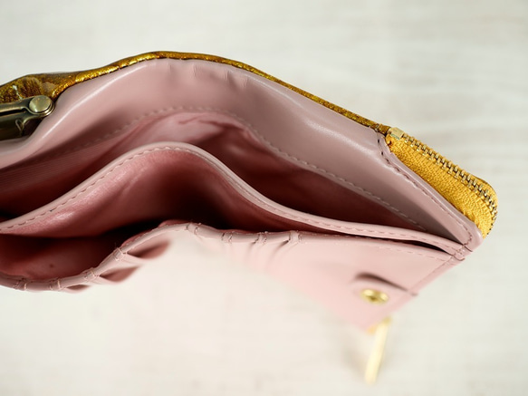 ｷｭｲｰﾙﾃﾞｿﾝ コンパクトなのに大容量な二つ折り財布 エレガントな大人かわいい がま口財布《グリーン》CU218GR 7枚目の画像