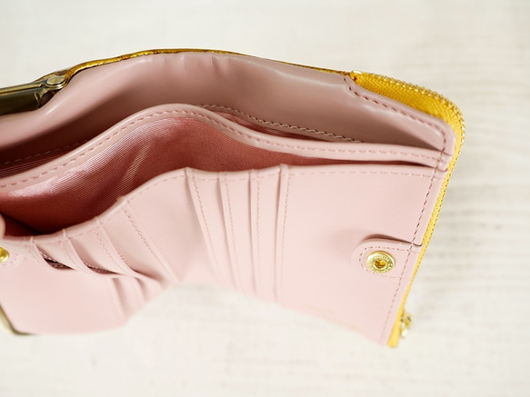 ｷｭｲｰﾙﾃﾞｿﾝ コンパクトなのに大容量な二つ折り財布 エレガントな大人かわいい がま口財布《グリーン》CU218GR 8枚目の画像