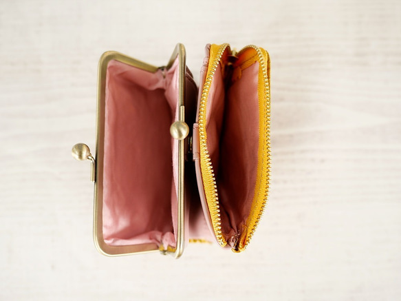 ｷｭｲｰﾙﾃﾞｿﾝ コンパクトなのに大容量な二つ折り財布 エレガントな大人かわいい がま口財布《イエロー》CU218YE 5枚目の画像
