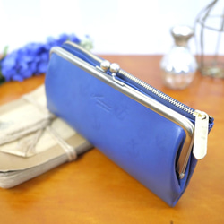 Cuir de Son 纖薄大容量長錢包俏皮成熟設計搭扣錢包《藍色》CU214BL 第2張的照片