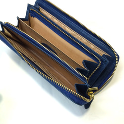 Cool Deson纖巧且可存放的長款錢包薄款經典L型拉鍊錢包《藍色》 IL001BL 第3張的照片
