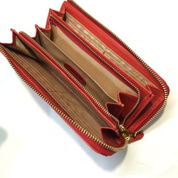 Cool Deson修長且可整齊存放的長錢包薄款經典L拉鍊錢包&lt;&lt;紅色&gt;&gt; IL001RD 第3張的照片