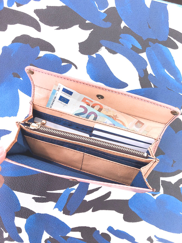 CUEL DESON Gamaguchi獨特的設計撫平長款錢包，輕柔的觸感《藍色》 CU008BL 第3張的照片