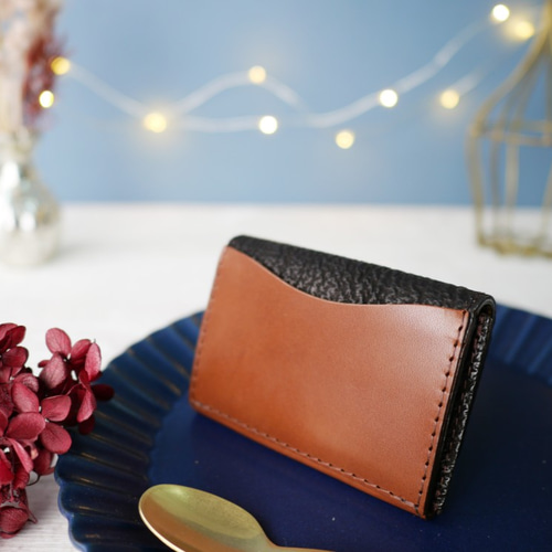 SH02BR サメ シャーク 名刺入れ カードケース エキゾチック レザー