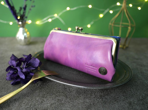 Cuir de Son 纖薄而大容量的長款錢包 俏皮成熟的設計搭扣錢包 《Purple》 CU160PU 第1張的照片