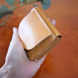 TK03BK Tochigi皮革緊湊型錢包迷你錢包小棕櫚簡單最小三折錢包 第6張的照片