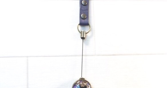 （貓O）捲軸鑰匙鏈皮革貓貓貓貓可愛雜貨配件淺藍色 第5張的照片