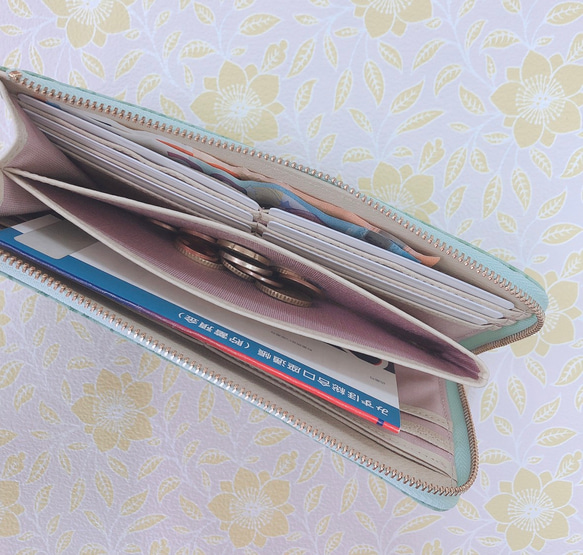 Cool Deson 細長且收納方便的長款錢包 L 扣，親眼親手品嚐 花的溫柔 《藍色》 CU117 第3張的照片