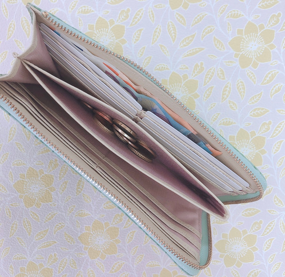 Cuir de Son 纖薄長款錢包，可整齊收納 眼、手都能品味的L扣 花的溫柔 《粉紅》 CU117 第4張的照片