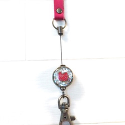 （貓G）捲軸鑰匙持有人皮革貓貓貓貓可愛雜項商品配件粉紅色 第4張的照片
