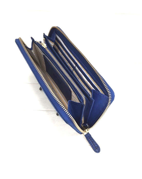 ｷｭｲｰﾙﾃﾞｿﾝ キュートなウサギの型押しの長財布　上質レザーのかわいいラウンドファスナー 《ブルー》CU184BL 2枚目の画像