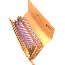 ｷｭｲｰﾙﾃﾞｿﾝ キュートなウサギ型押しの長財布　上質レザーのかわいい収納抜群なフラップ財布 《イエロー》CU185 2枚目の画像