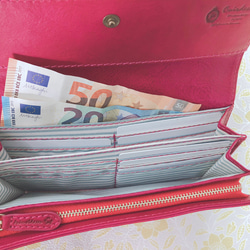 ｷｭｲｰﾙﾃﾞｿﾝ キュートなウサギ型押しの長財布　上質レザーのかわいい収納抜群なフラップ財布 《イエロー》CU185 5枚目の画像