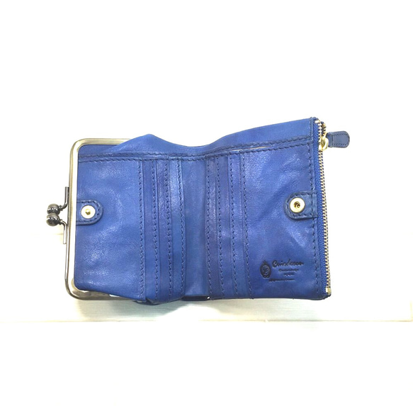 可愛兔子壓紋小包 小巧大容量雙折皮夾 [藍色] CU186BL 第5張的照片