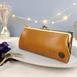 ｷｭｲｰﾙﾃﾞｿﾝ スリムなのに大容量な 長財布 遊び心のある大人デザインの がま口 財布 《ベージュ》CU160BE 1枚目の画像