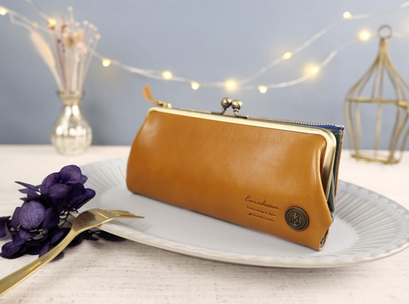 ｷｭｲｰﾙﾃﾞｿﾝ スリムなのに大容量な 長財布 遊び心のある大人デザインの がま口 財布 《ベージュ》CU160BE 1枚目の画像