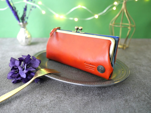 ｷｭｲｰﾙﾃﾞｿﾝ スリムなのに大容量な 長財布 遊び心のある大人デザインの がま口 財布 《レッド》CU160RD キュイールデソン がま口