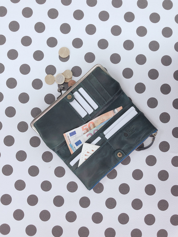 ｷｭｲｰﾙﾃﾞｿﾝ スリムなのに大容量な 長財布 遊び心のある大人デザインの がま口 財布 《レッド》CU160RD キュイールデソン がま口