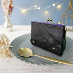 ｷｭｲｰﾙﾃﾞｿﾝ コンパクトなのに大容量な二つ折り財布 上質レザーの魅力的ながま口財布 《ブラック》CU190BK 2枚目の画像