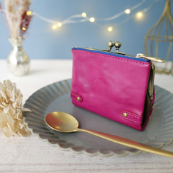 ｷｭｲｰﾙﾃﾞｿﾝ コンパクトなのに大容量な二つ折り財布 上質レザーの魅力的ながま口財布 《ピンク》CU190PK 2枚目の画像