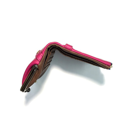 ｷｭｲｰﾙﾃﾞｿﾝ コンパクトなのに大容量な二つ折り財布 上質レザーの魅力的ながま口財布 《ピンク》CU190PK 4枚目の画像