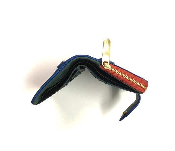 ｷｭｲｰﾙﾃﾞｿﾝ コンパクトなのに大容量な二つ折り財布 上質レザーで魅力的な折財布  《ブルー》CU191BL 4枚目の画像