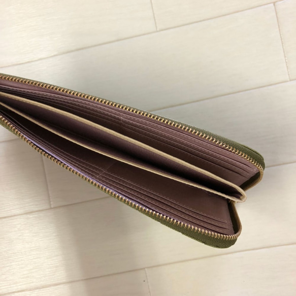 ｷｭｲｰﾙﾃﾞｿﾝ スリムでスッキリ収納できる 長財布 薄型の上品できれいな Lファスナー 財布 《グリーン》CU207 2枚目の画像