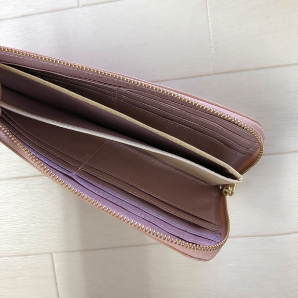 Cool Deson纖巧且可存放的長款錢包薄，優雅，漂亮的L型拉鍊錢包《粉色》 CU208 第2張的照片