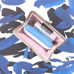 【SALE】CU176BL　iQOS アイコス フラワー　花　ポーチ　革　レザーソフト　がま口　お薬 アクセサリー 小物 2枚目の画像