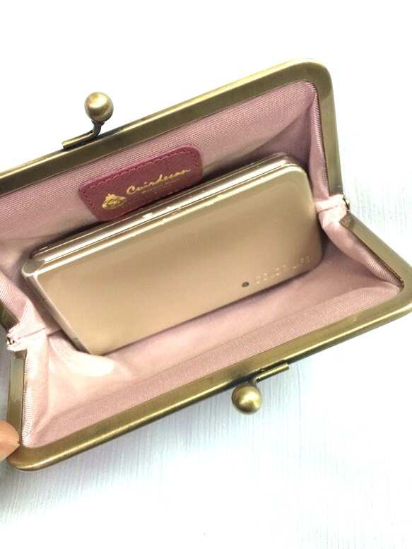 【SALE】CU176BL　iQOS アイコス フラワー　花　ポーチ　革　レザーソフト　がま口　お薬 アクセサリー 小物 6枚目の画像