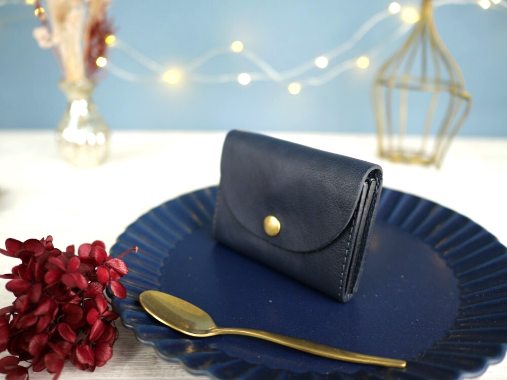 LU03NV　イタリアレザー　コンパクト財布　ミニ財布　小さい　手のひら　シンプル　ミニマム　３つ折り　折財布