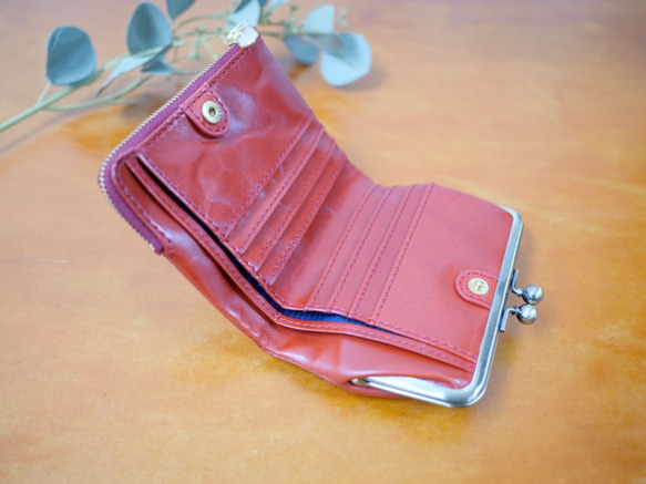 Cool Deson 小巧而大容量的雙折錢包 有吸引力的高品質皮革錢包 《紅色》 CU215RD 第3張的照片