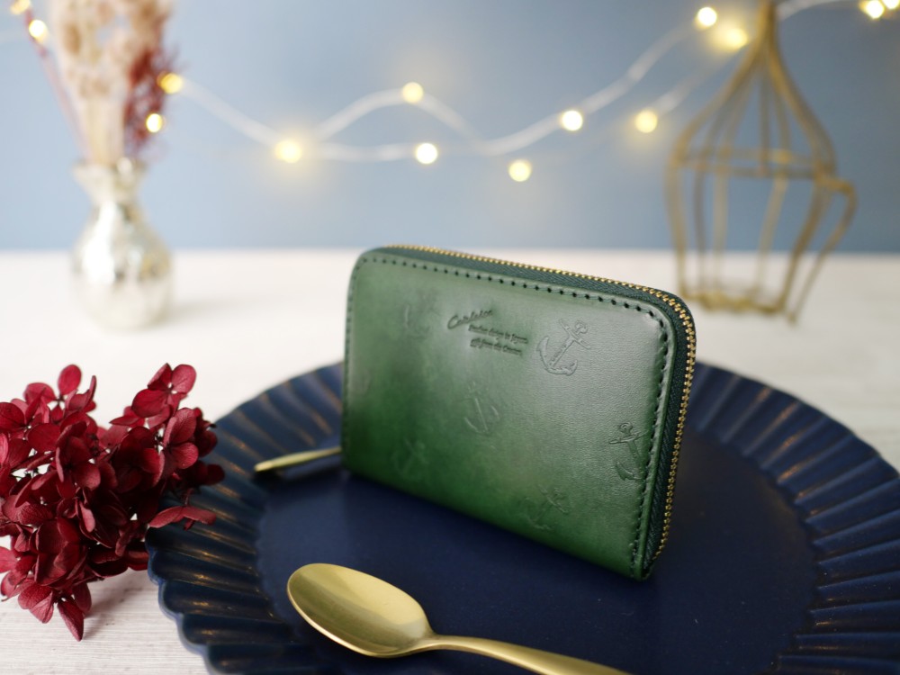 【SALE】CU216GR 小銭入れ　コンパクト財布　ラウンドファスナー　ユニセックス　小さい　コインケース　ミニ財布