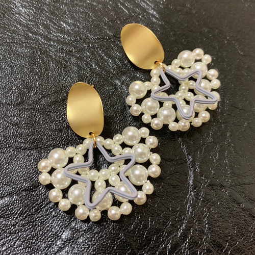 星形モチーフのパールピアスセット パール×スターピアス ピアス（その他） みぃちぃ 通販 7923177｜Creema