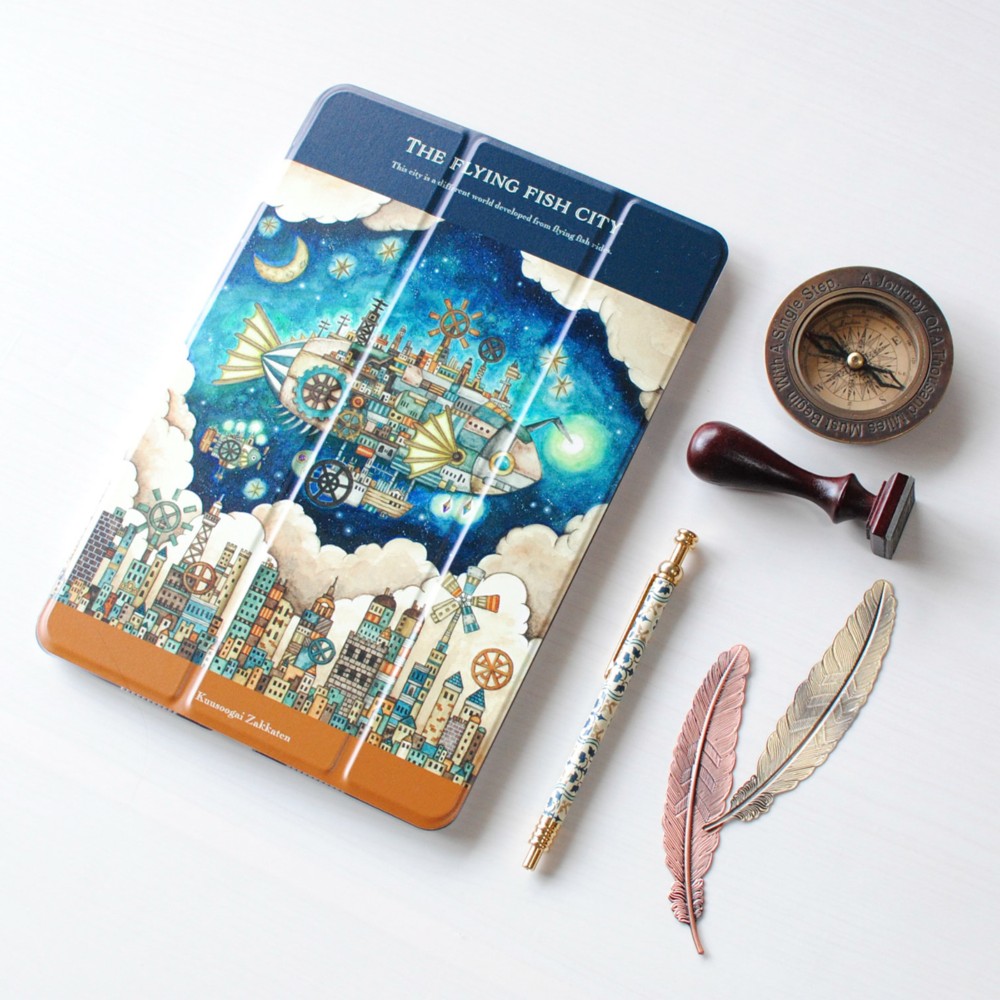 iPadカバー「空飛ぶ魚の街」iPadケース　フロントカバー