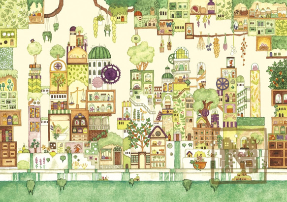 ポスターA4サイズ「老舗薬局の秘密横丁」 絵画 空想街雑貨店