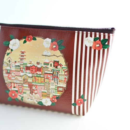 【そら】ポーチ　ハンドメイド Donguri Closet】魔女の宅急便 フラワーリースの刺しゅうシリーズ