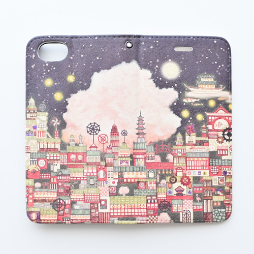 夜桜幻楼?夜?」iPhone16/15/14/13など手帳型スマホケース【内側