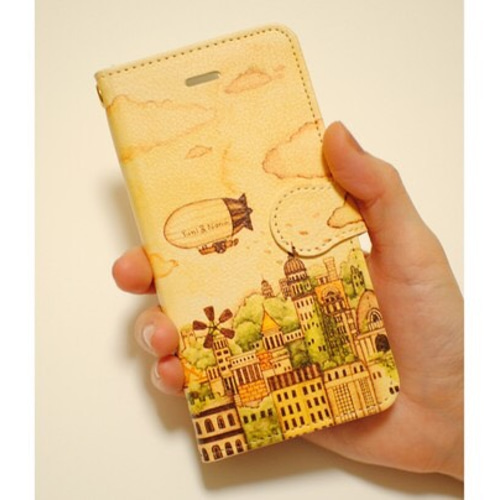 アンドロイド手帳型スマホケース「セピアの街」【シールタイプor  