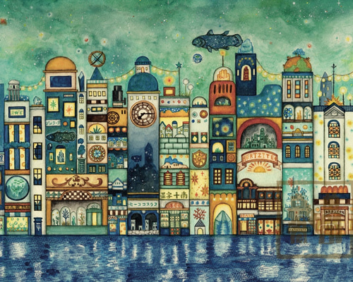 20万円になりました。流れ星「絵画」原画A4サイズ アクリル画 原画 流れ星とラベンダー畑の少女 絵画 Chen 通販
