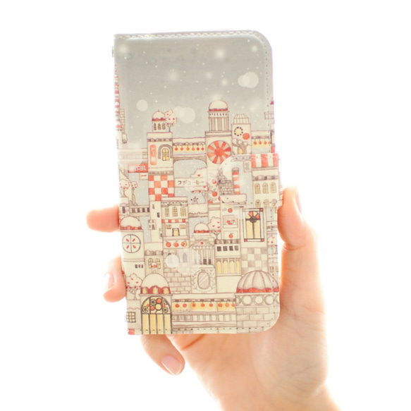 iPhone筆記本型智能手機情況“紅蘋果和白雪的城堡城鎮” [裡面的設計可以！ ] 第6張的照片